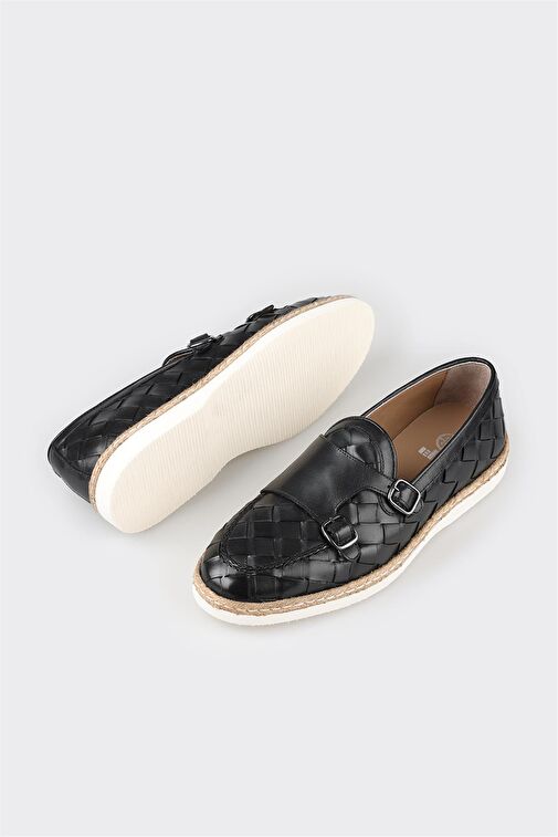 Siyah Deri Erkek Günlük Ayakkabı - Görsel 4