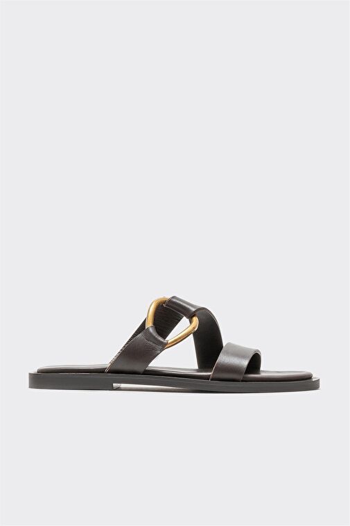 Siyah Deri Kadın Terlik - Görsel 2