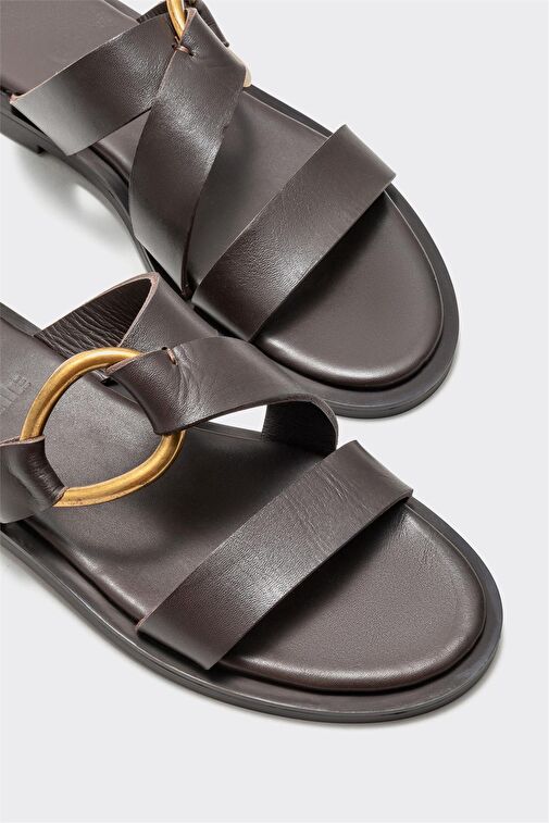 Siyah Deri Kadın Terlik - Görsel 5