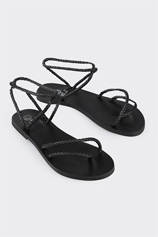 Siyah Kadın Parmak Arası Sandalet - Görsel 3