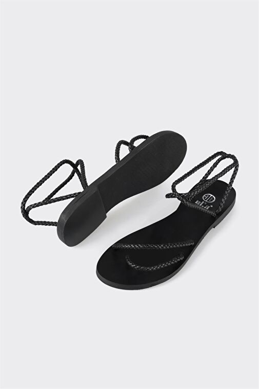 Siyah Kadın Parmak Arası Sandalet - Görsel 4