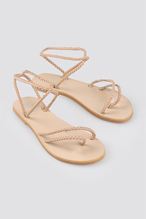 Bej Kadın Parmak Arası Sandalet - Görsel 3