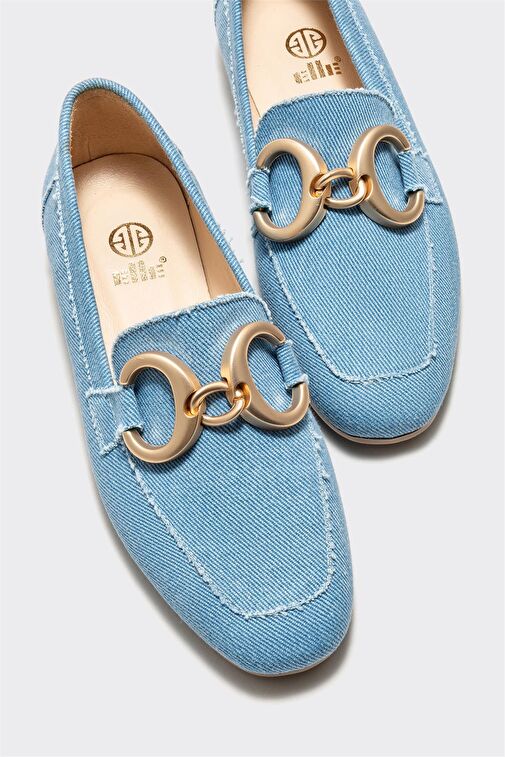 Mavi Deri Kadın Loafer - Görsel 4