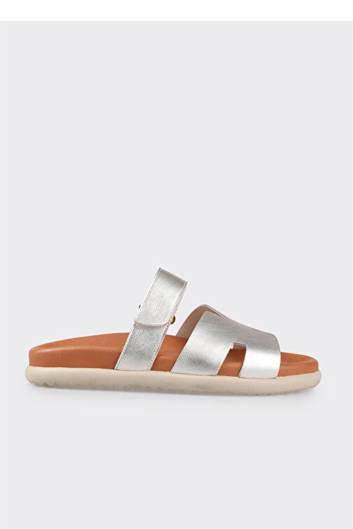 Elle Gümüş Kadın Deri Terlik GARNOVA-1 - Görsel 2