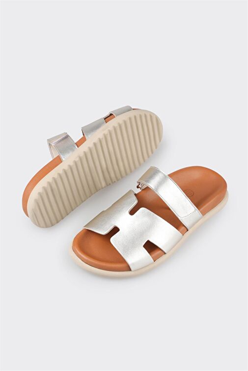 Elle Gümüş Kadın Deri Terlik GARNOVA-1 - Görsel 4