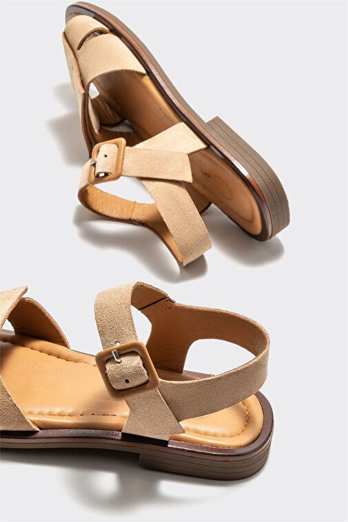 Elle Bej Kadın Süet Sandalet JUDITH-1 - Görsel 5