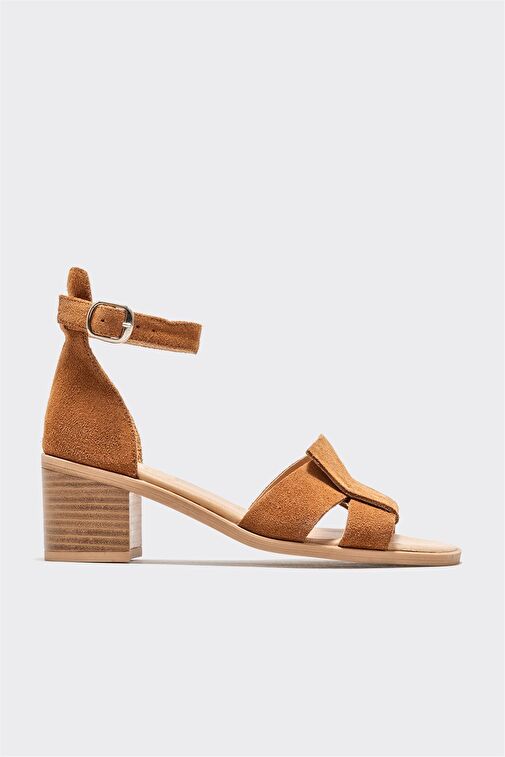 Elle Taba Kadın Süet Topuklu Sandalet BAYNESSA-1 - Görsel 2
