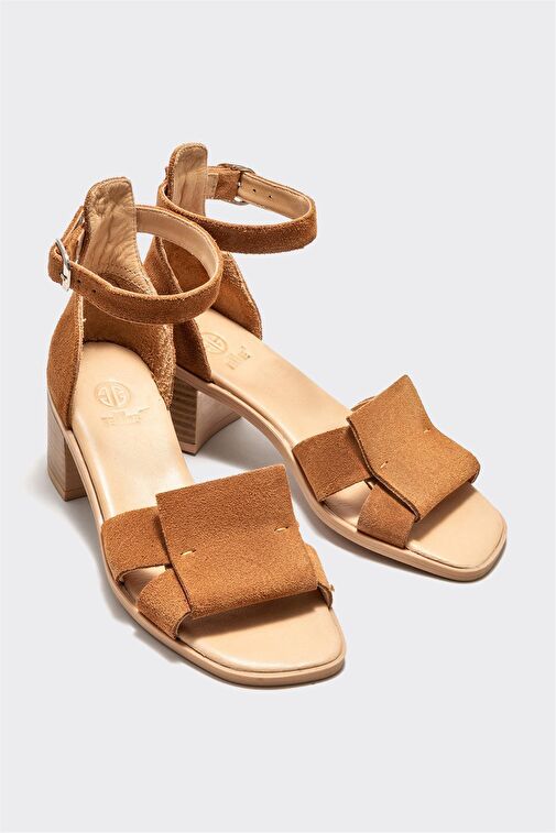 Elle Taba Kadın Süet Topuklu Sandalet BAYNESSA-1 - Görsel 3