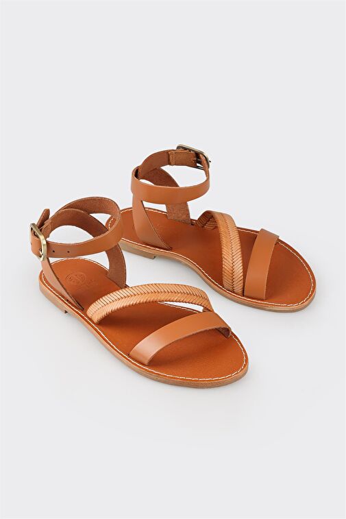 Taba Deri Kadın Sandalet - Görsel 3