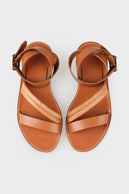 Taba Deri Kadın Sandalet - Görsel 5