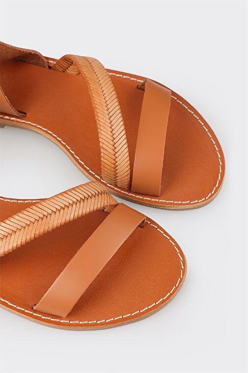 Taba Deri Kadın Sandalet - Görsel 6