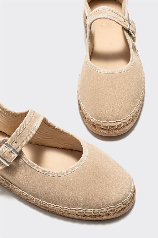 Bej Deri Kadın Espadril - Görsel 4