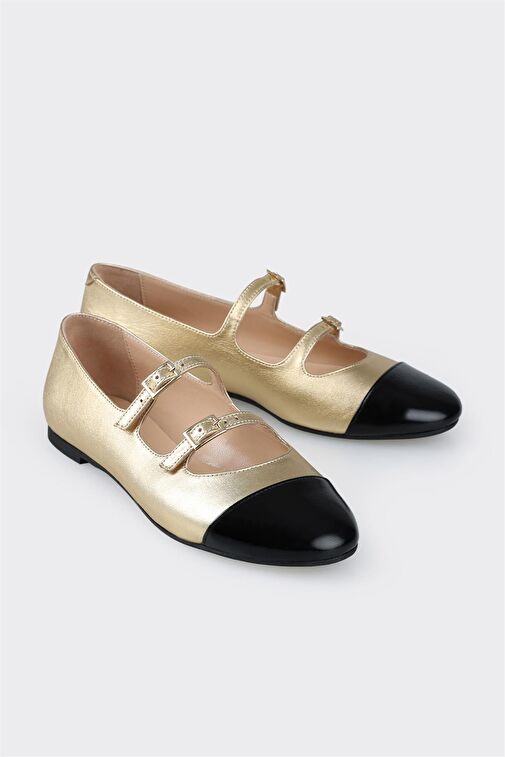 Gold Deri Kadın Babet - Görsel 3