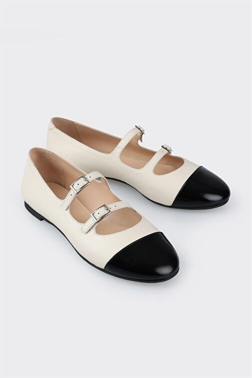 Ekru Deri Kadın Babet - Görsel 3