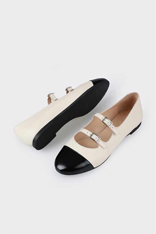 Ekru Deri Kadın Babet - Görsel 4