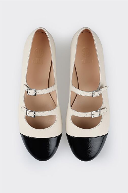 Ekru Deri Kadın Babet - Görsel 5