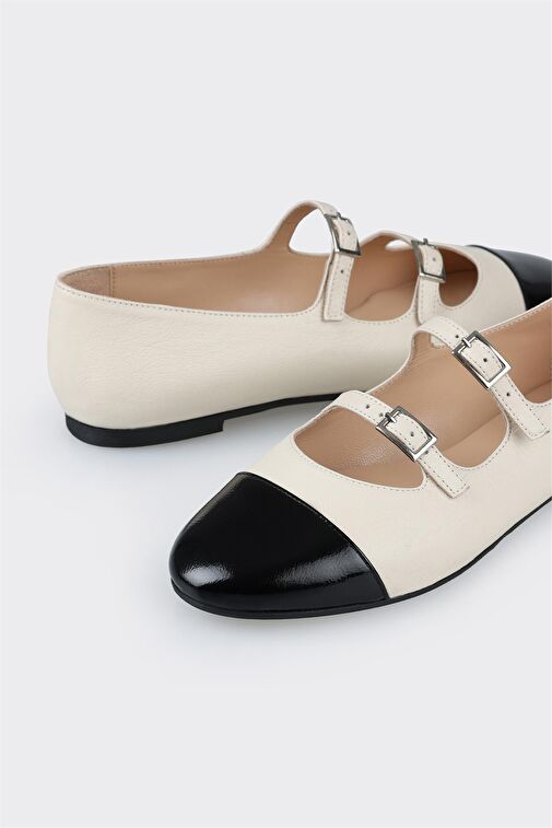 Ekru Deri Kadın Babet - Görsel 6