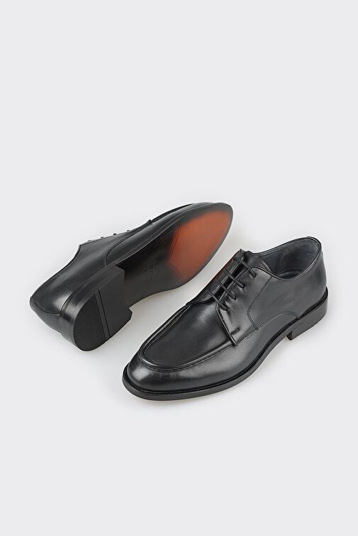 Siyah Deri Erkek Klasik Ayakkabı - Görsel 4
