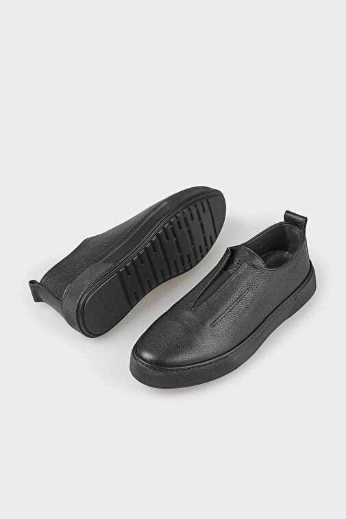 Elle Siyah Erkek Deri Günlük Ayakkabı PIER-6 - Görsel 4