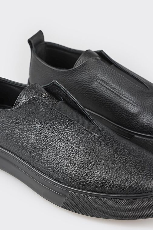 Elle Siyah Erkek Deri Günlük Ayakkabı PIER-6 - Görsel 6