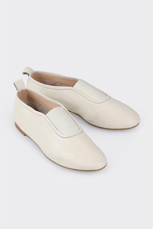 Ekru Deri Kadın Babet - Görsel 3