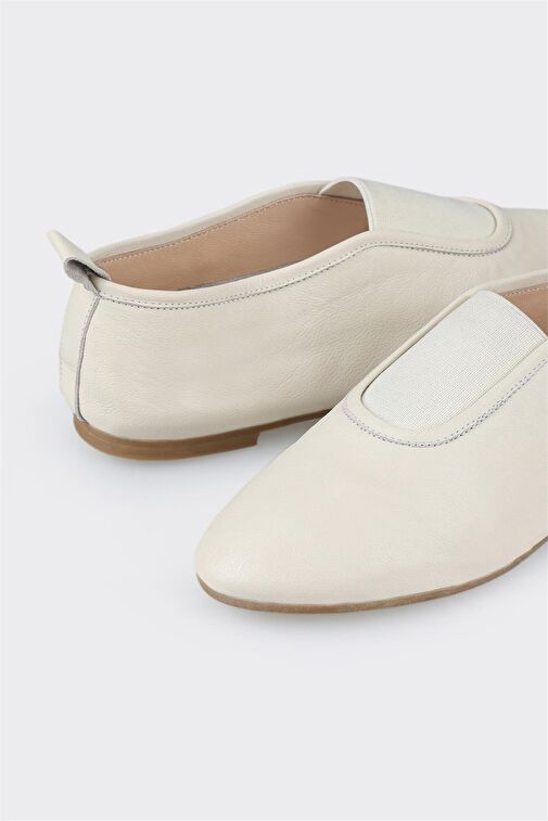 Ekru Deri Kadın Babet - Görsel 6