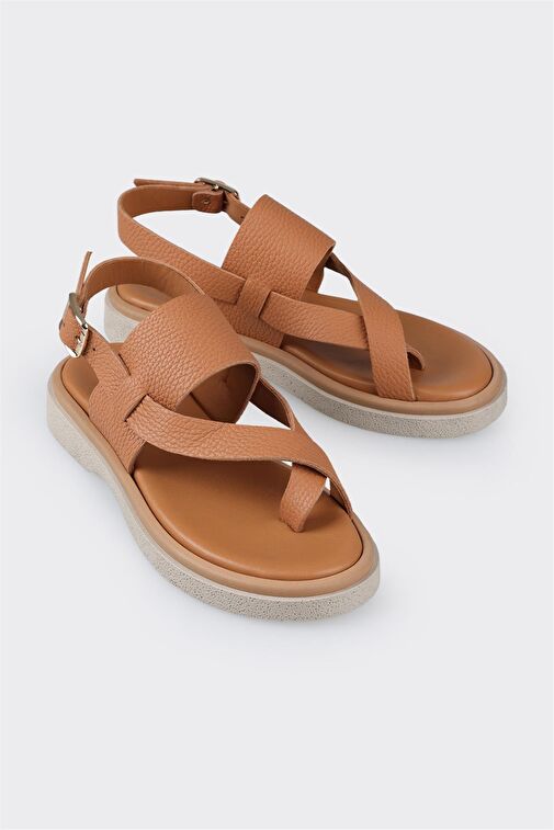 Taba Deri Kadın Spor Sandalet - Görsel 3
