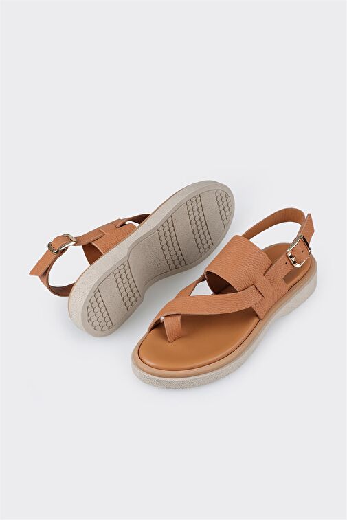 Taba Deri Kadın Spor Sandalet - Görsel 4