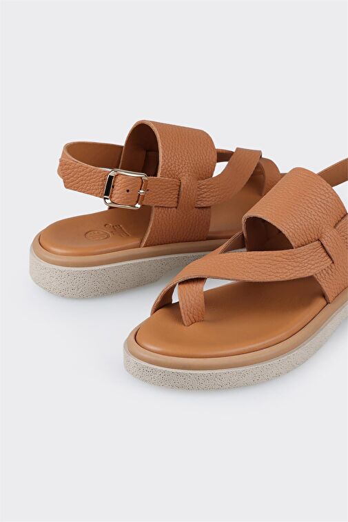 Taba Deri Kadın Spor Sandalet - Görsel 5