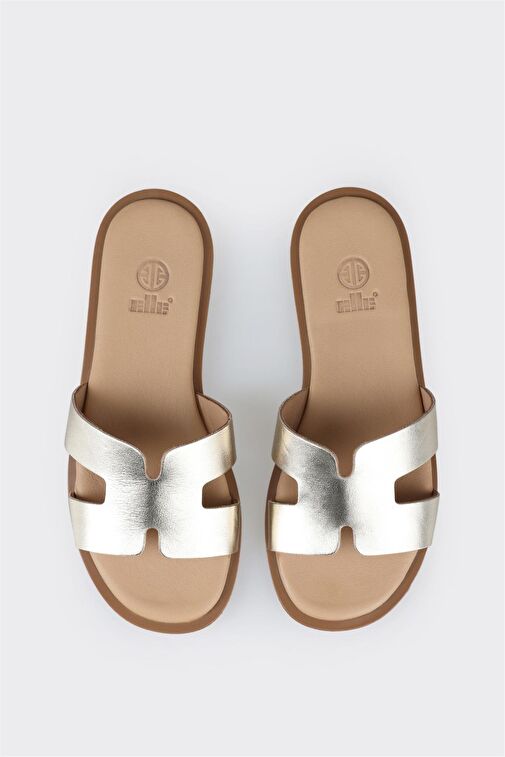 Siyah Deri Kadın Düz Terlik - Görsel 5