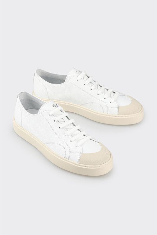 Beyaz Deri Erkek Spor Ayakkabı - Görsel 3