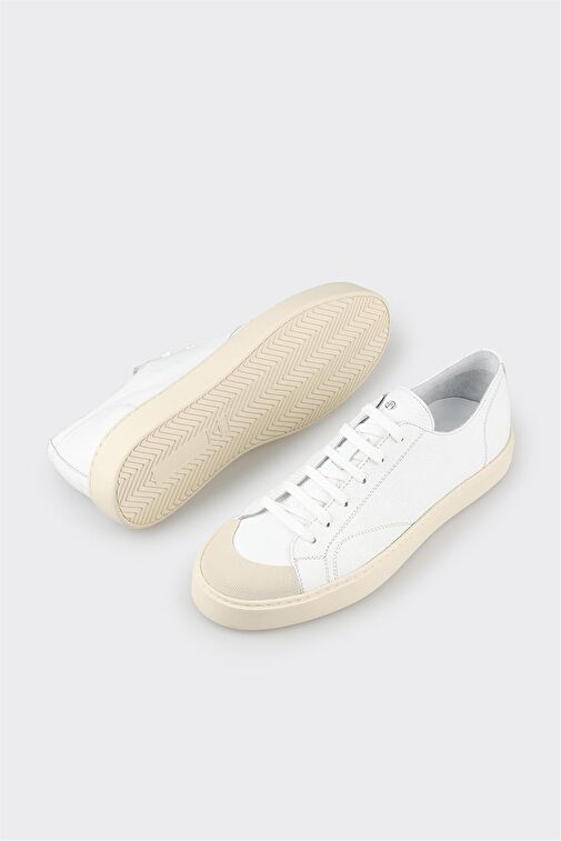 Beyaz Deri Erkek Spor Ayakkabı - Görsel 4