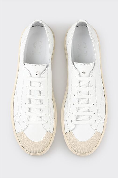 Beyaz Deri Erkek Spor Ayakkabı - Görsel 5