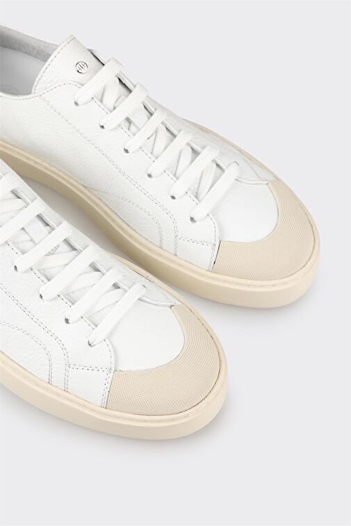 Beyaz Deri Erkek Spor Ayakkabı - Görsel 6