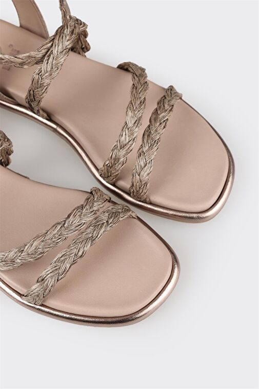 Platin Deri Kadın Düz Sandalet - Görsel 6