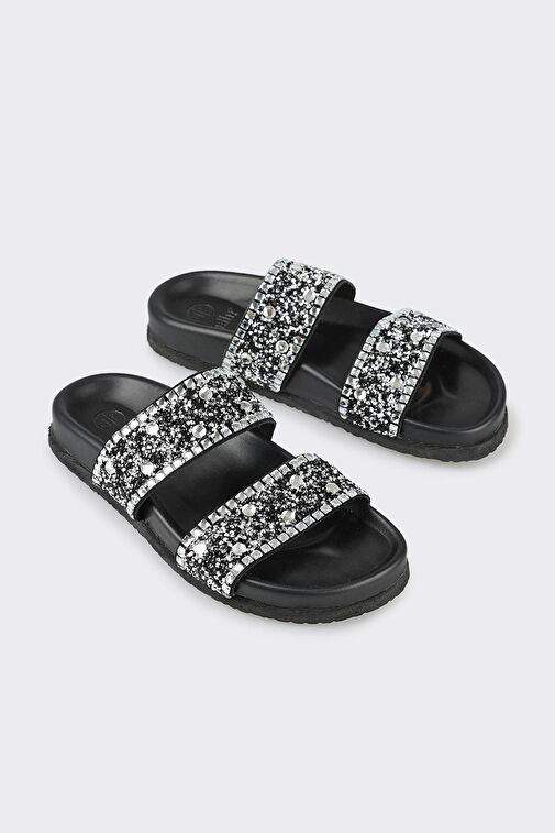 Siyah Deri Kadın Terlik - Görsel 3