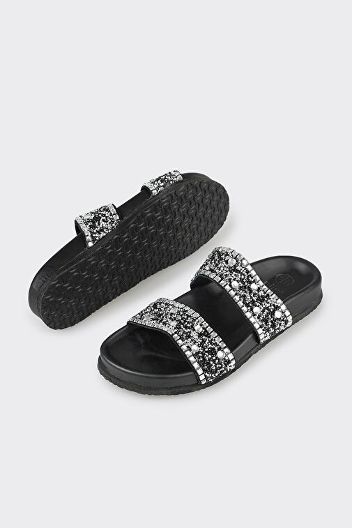 Siyah Deri Kadın Terlik - Görsel 6