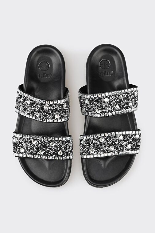 Siyah Deri Kadın Terlik - Görsel 4