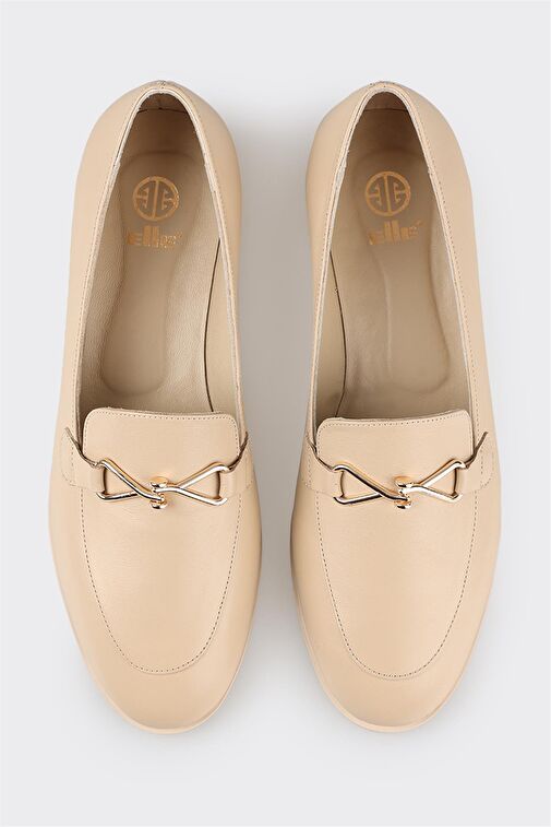 Elle Elle Bej Deri Kadın Loafer | Boyner Bej - 5. görsel