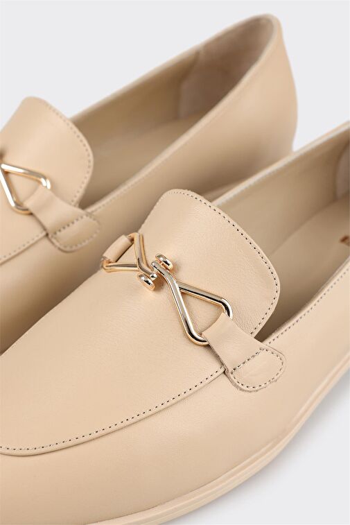 Elle Elle Bej Deri Kadın Loafer | Boyner Bej - 6. görsel