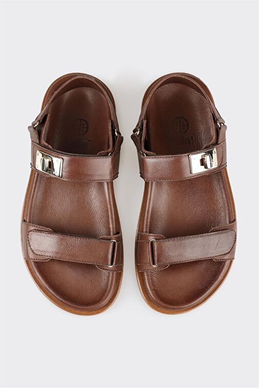 Kahve Deri Kadın Spor Sandalet - Görsel 5