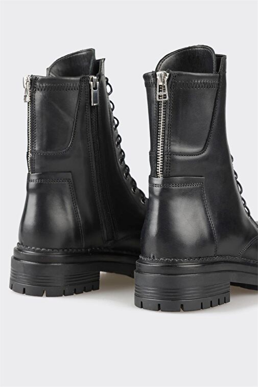Siyah Deri Kadın Günlük Bot - Görsel 4