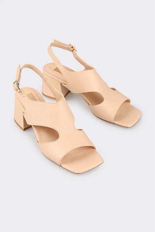 Bej Deri Kadın Sandalet - Görsel 3