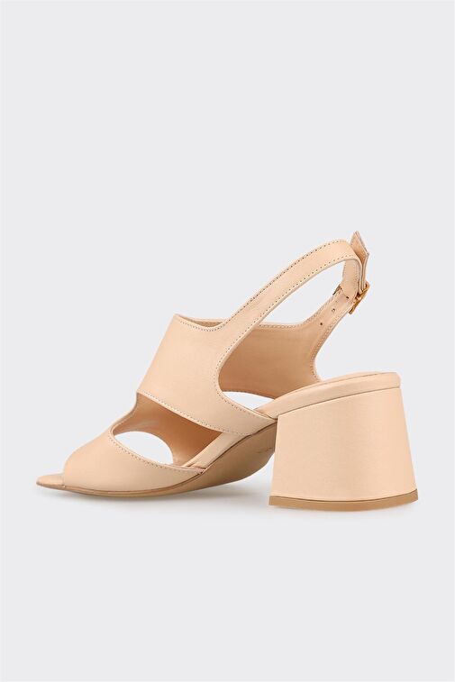 Bej Deri Kadın Sandalet - Görsel 4