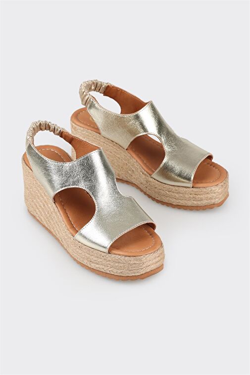 Gold Deri Kadın Espadril - Görsel 3