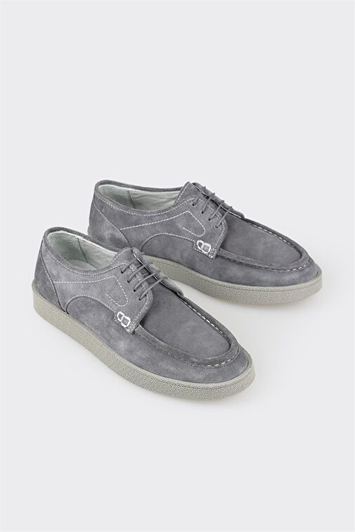 Gri Deri Erkek Günlük Ayakkabı - Görsel 3