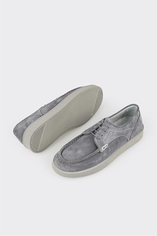 Gri Deri Erkek Günlük Ayakkabı - Görsel 4