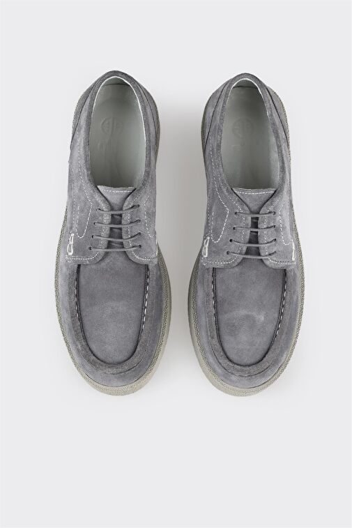Gri Deri Erkek Günlük Ayakkabı - Görsel 5