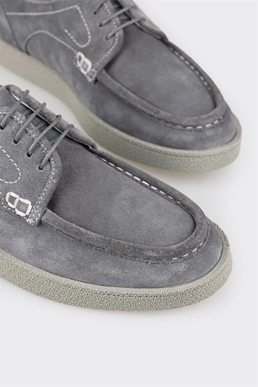 Gri Deri Erkek Günlük Ayakkabı - Görsel 6