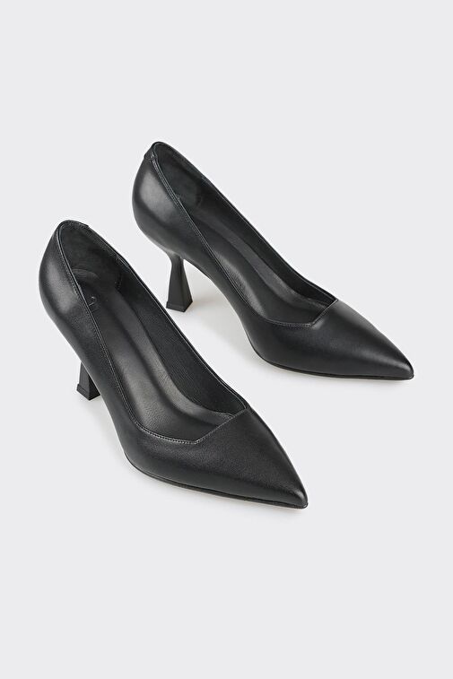 Siyah Deri Kadın Stiletto - Görsel 3